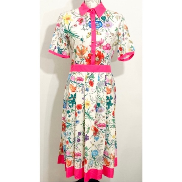 Dalia Macphee pink half button short sleeve dress NWT - Picture 4 of 11